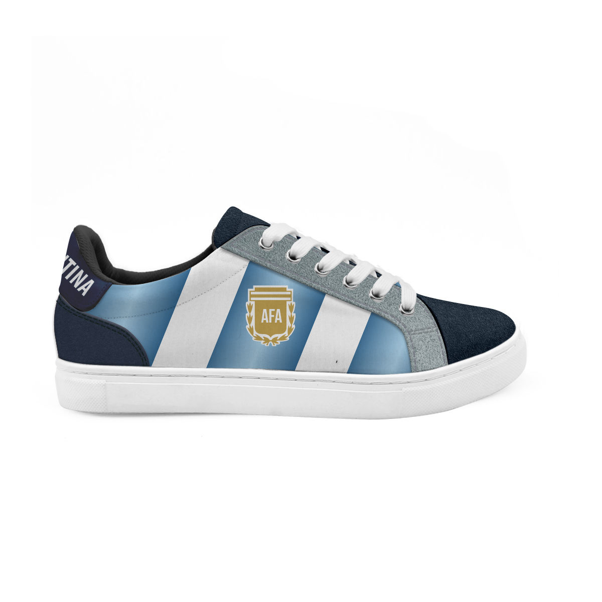 Tenis de Argentina Marino Futbol Merch Agujeta Gamuza Caballero