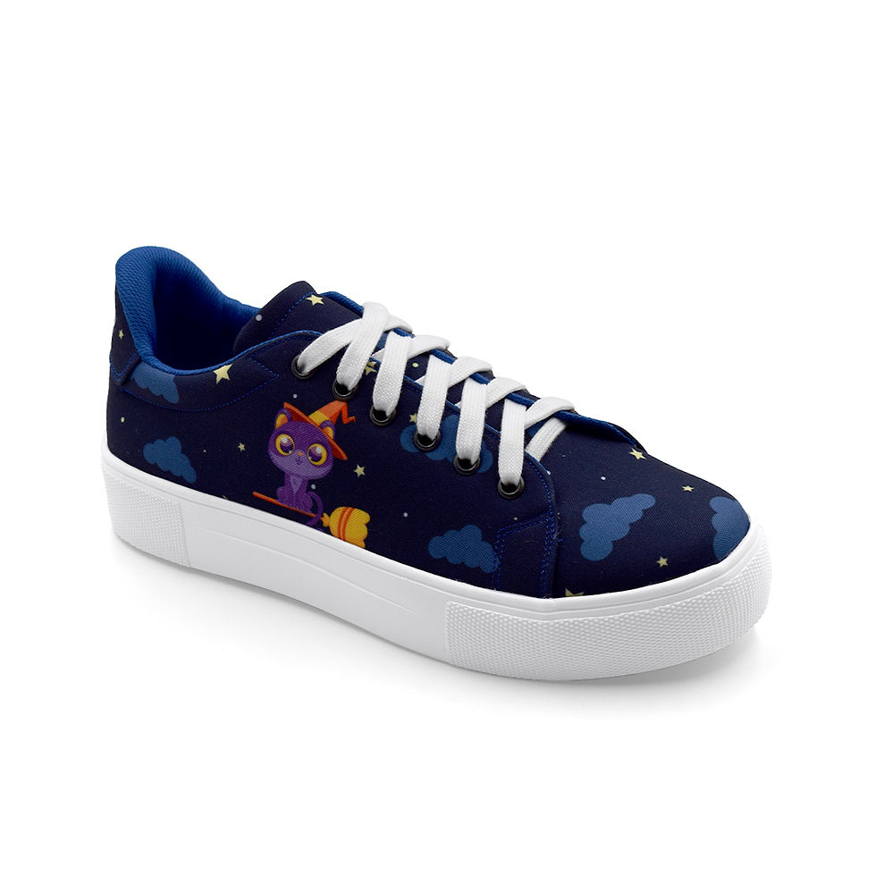 Miniatura: Tenis Azul Gato Bruja Halloween Agujeta