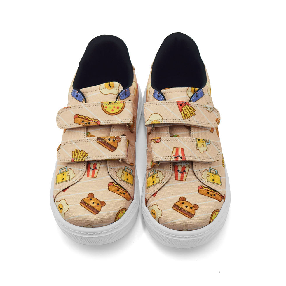 Miniatura: Tenis Comida Kawaii Beige Velcro Infantil