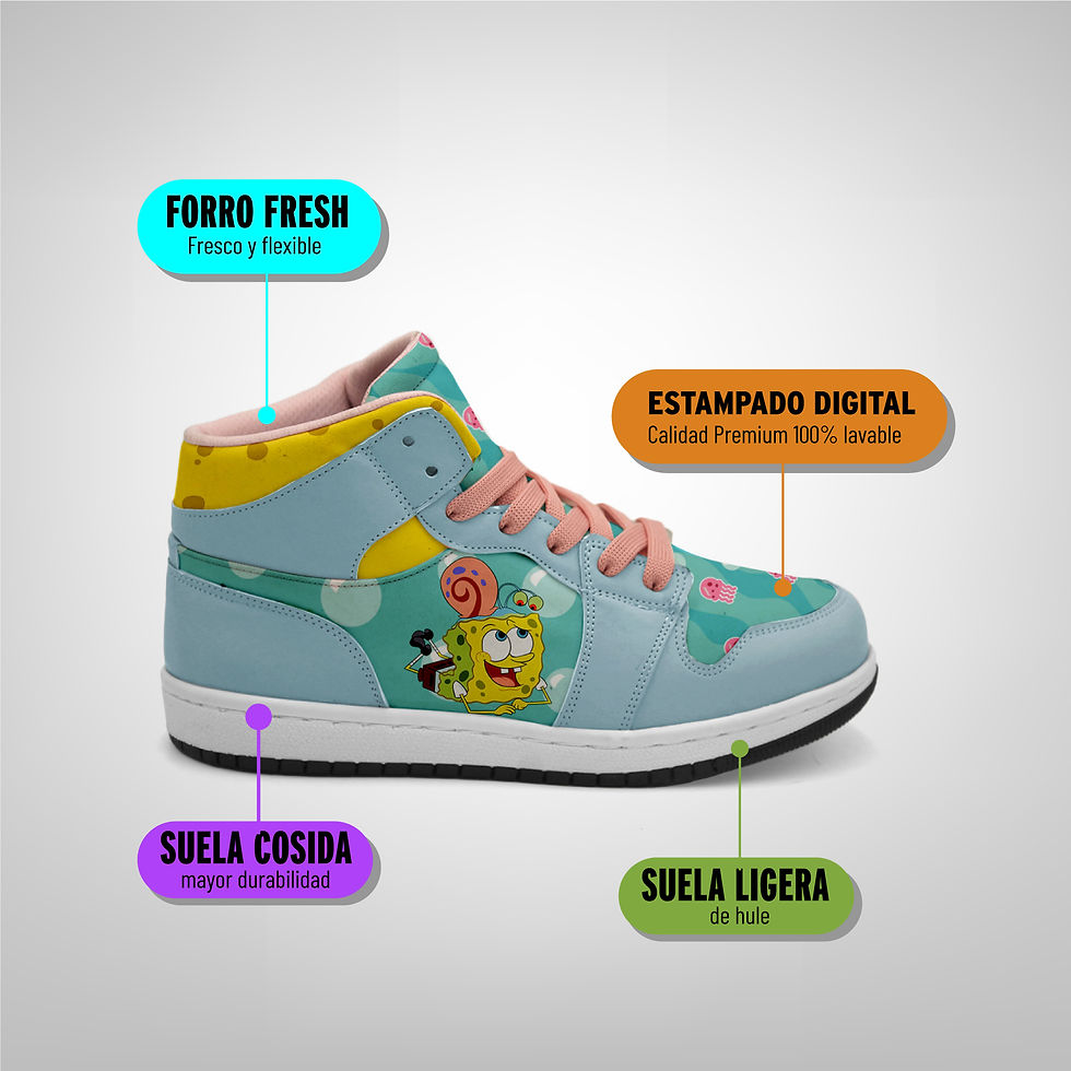 Miniatura: Tenis Infantil Bob y GaryAzul Esponja Bota Hi Top