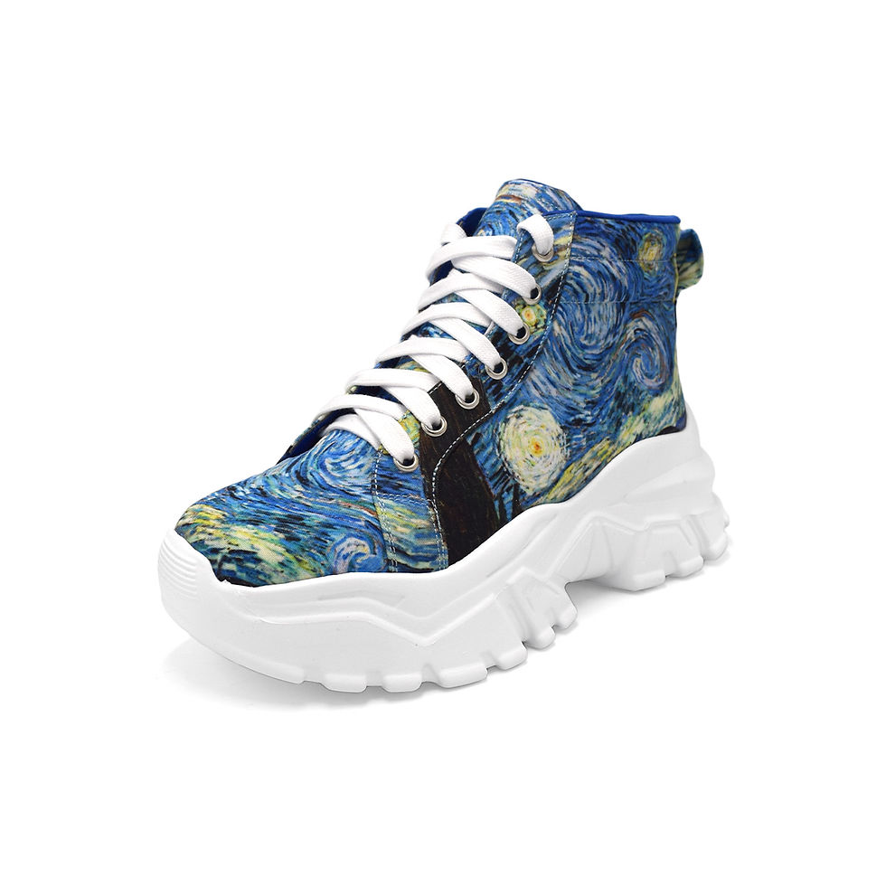 Miniatura: Tenis La Noche Estrellada Azul Van Gogh Arte Bota Chunky