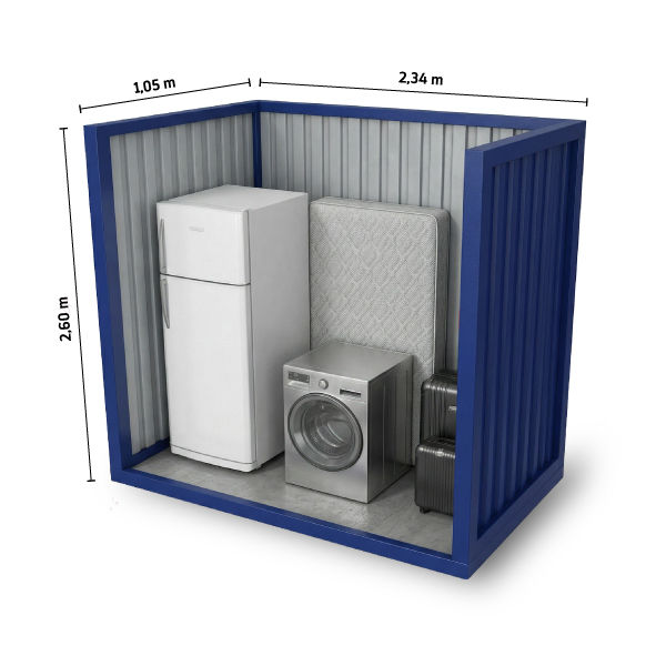 imagem 3D de um Containers com itens de mudança interno