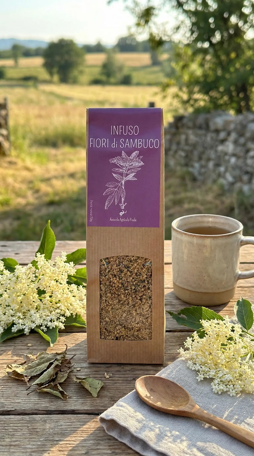 Fiori di sambuco essiccati per infusione naturale - Azienda Agricola Prada.