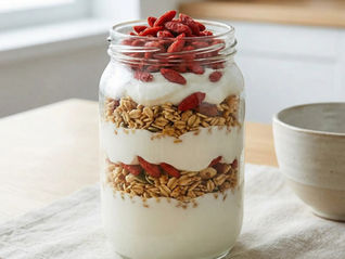 yogurt con granola e bacche di goji