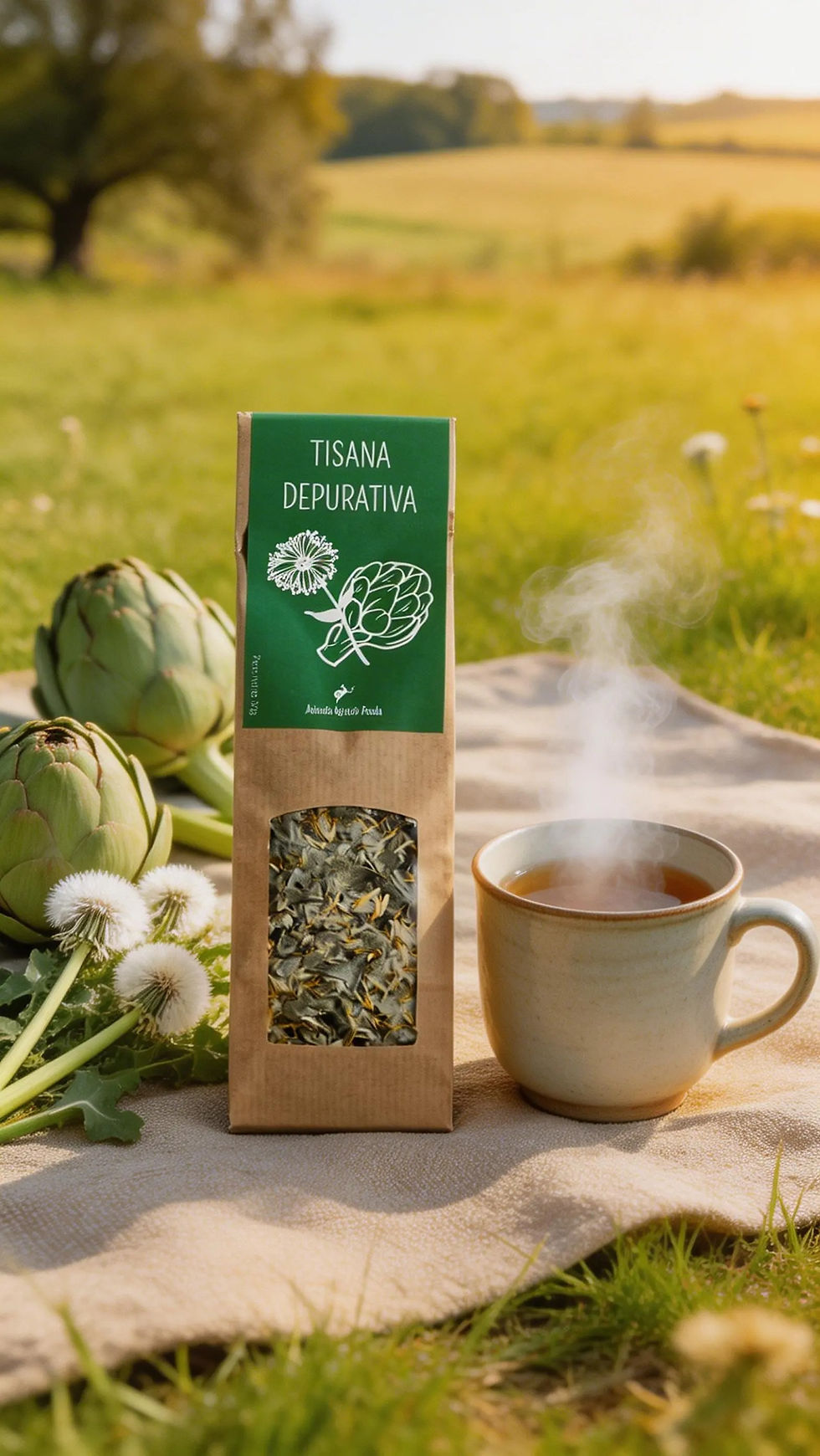 Confezione di Tisana Depurativa artigianale con foglie di carciofo e radice di tarassaco - Azienda Agricola Prada.