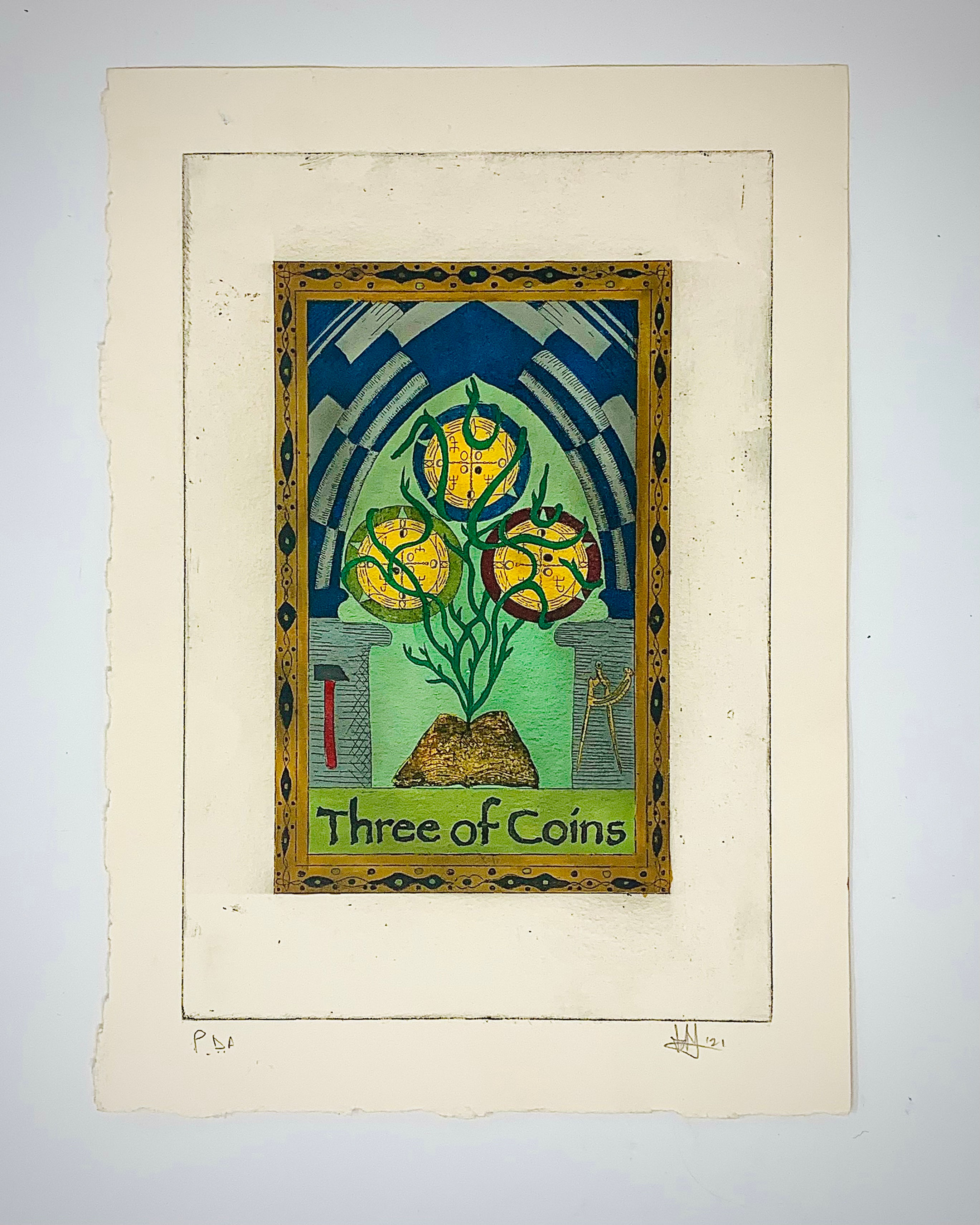 Three of Coins -Tarot deck print series