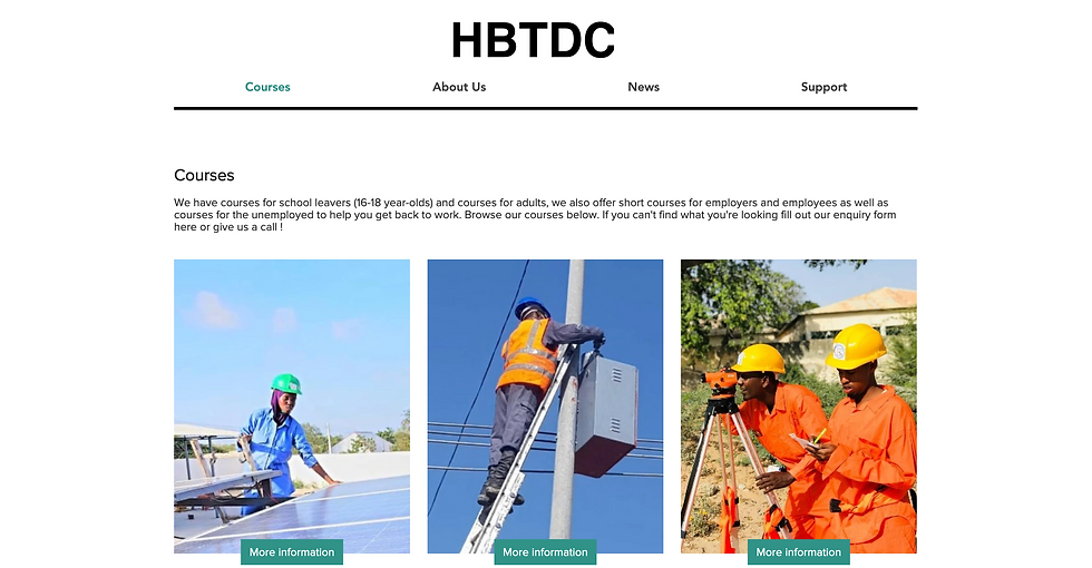 Old courses page for HBTDC