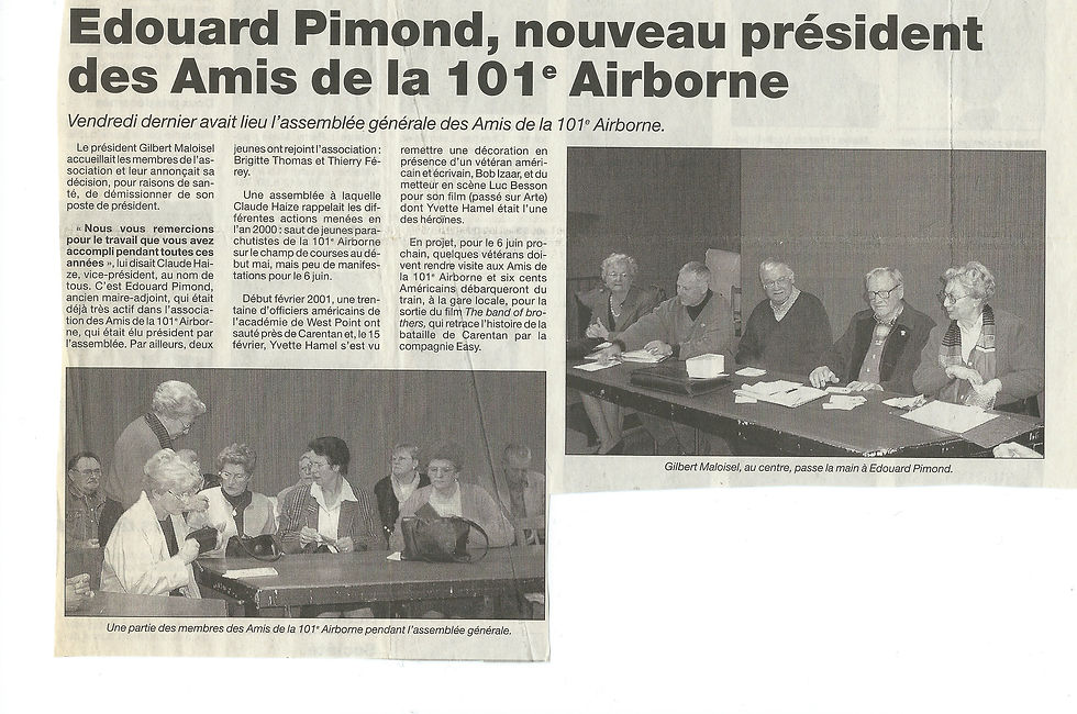 2001 - NOUVEAU PRESIDENT DE L'ASSOCIATION