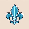 one fleur de lis, simple cartoon blue.jp