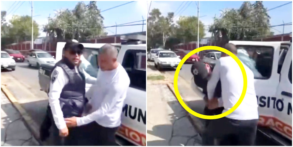 ¡Imágenes Fuertes! Momento en que mujer policía de Tlalnepantla, muerde el brazo de un automovilista