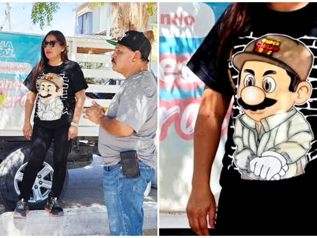 María del Carmen Aguilar Mendoza, regidora en La Paz BCS, aparece con playera del "Chapo” Guzmán