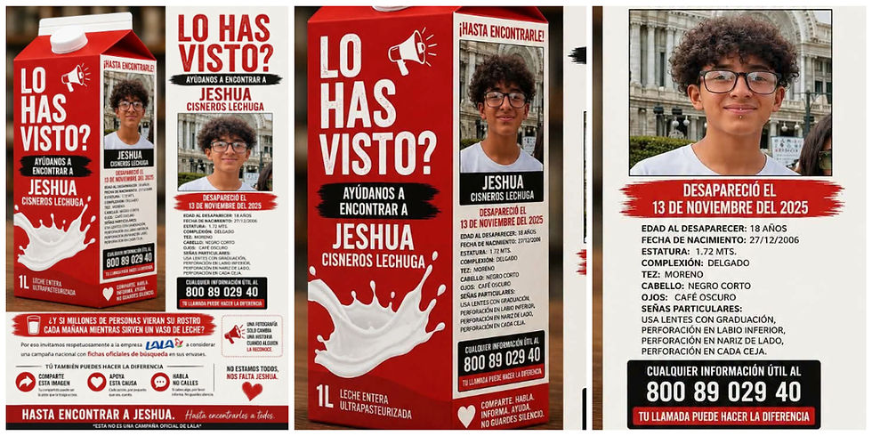Jeshua Cisneros Lechuga: papá pide a Lala poner foto de su hijo desaparecido en empaques de leche