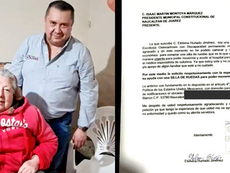 Juan Olivas, entrega apoyo a persona discapacitad; Isaac Montoya Márquez, le negó respaldo en Naucalpan