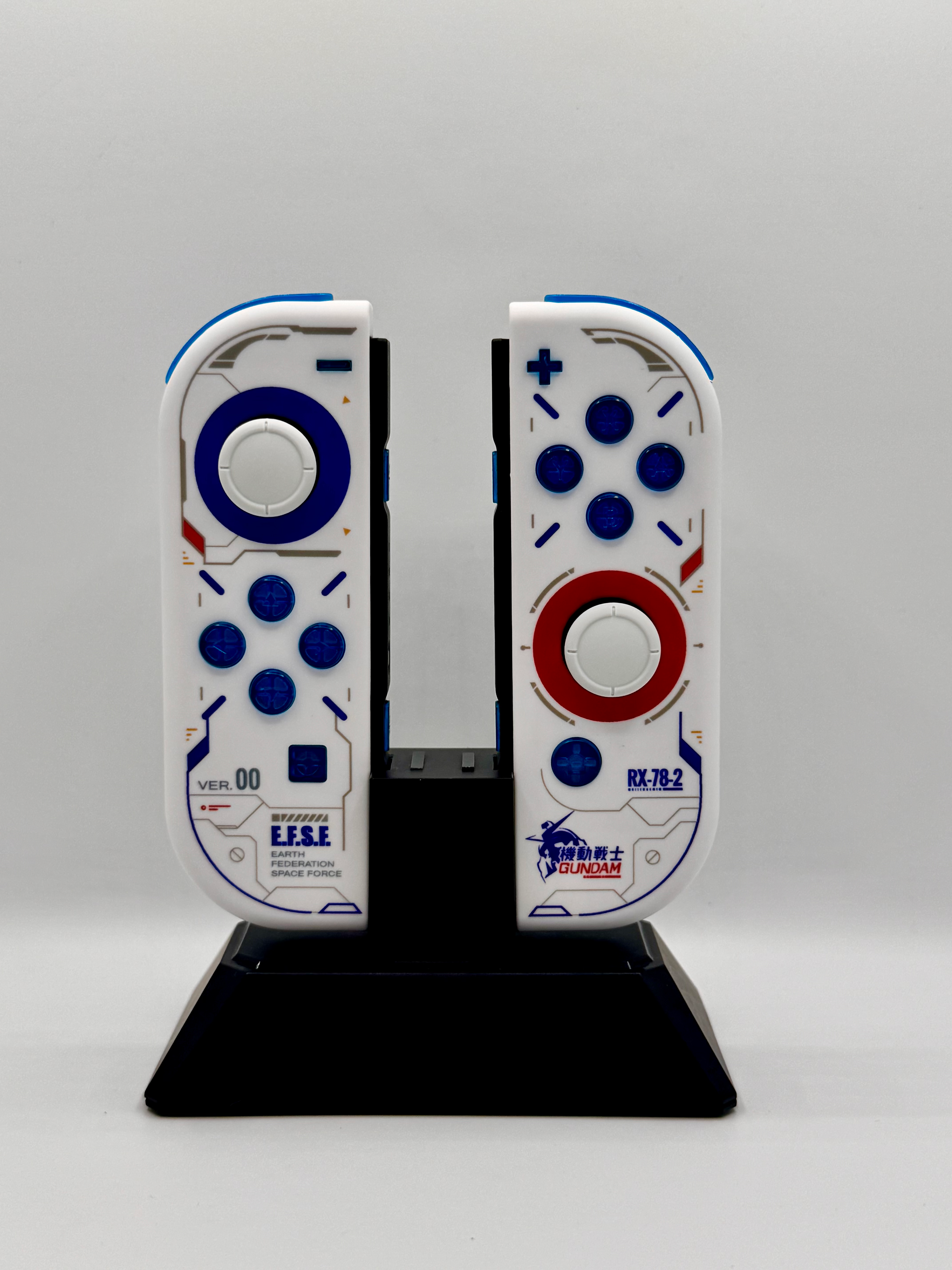 Custom Nintendo Switch Gundam Theme Reshelled Joy-Cons led Clear buttons