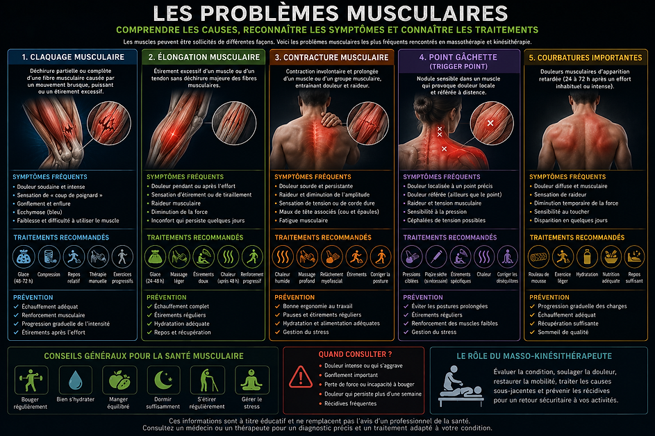 Douleus liées au problèmes musculaire. Massothérapie Sylvain Lemieux, Saint-Jean-sur-Richelieu