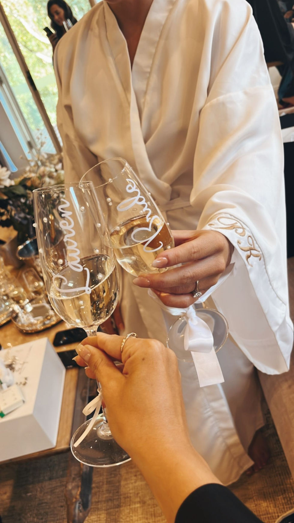 Thumbnail: White Embroidered Bridal Long Robe