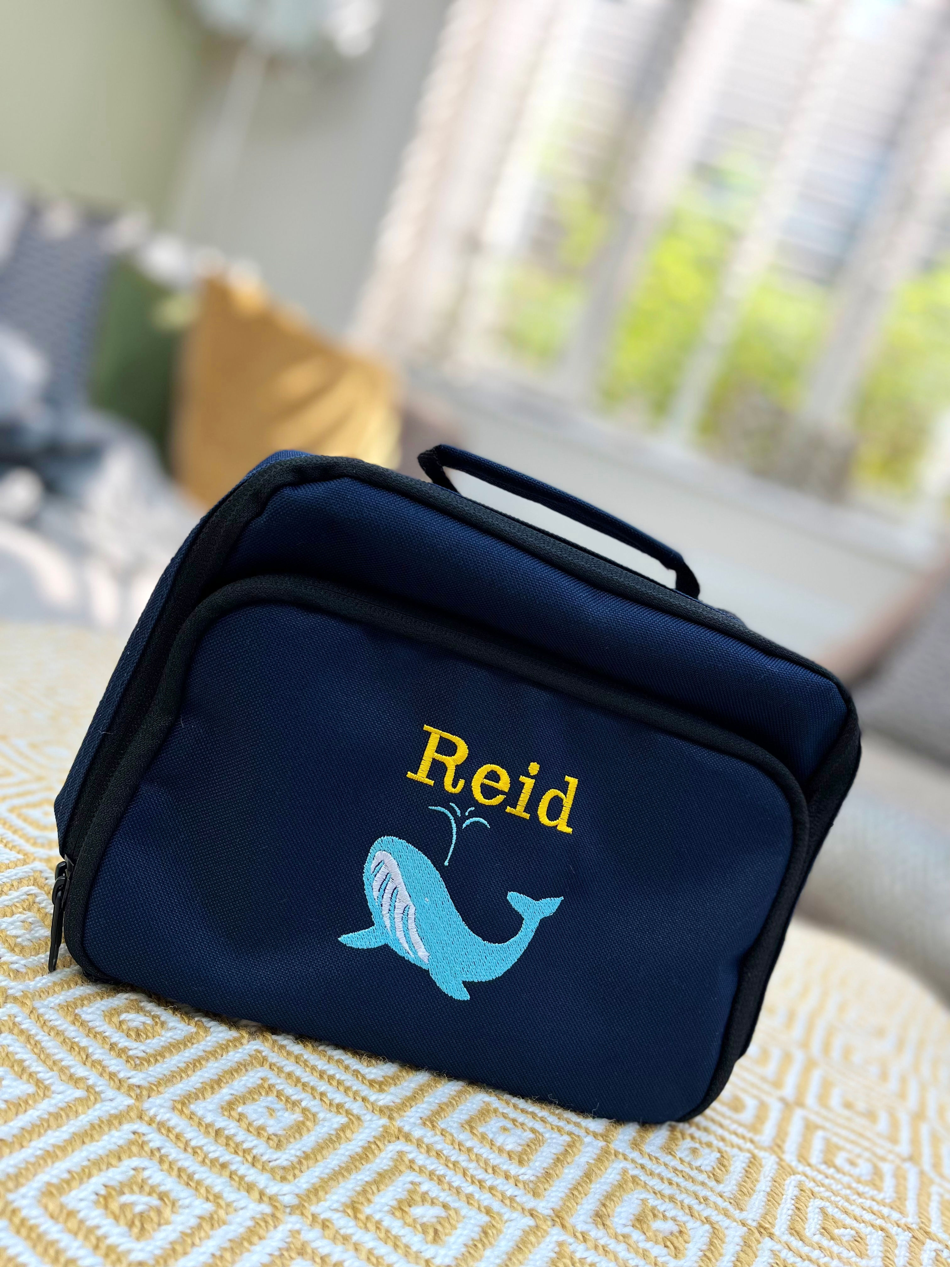 Lunch Box - Multiple Colours - Embroidered with name & animal.