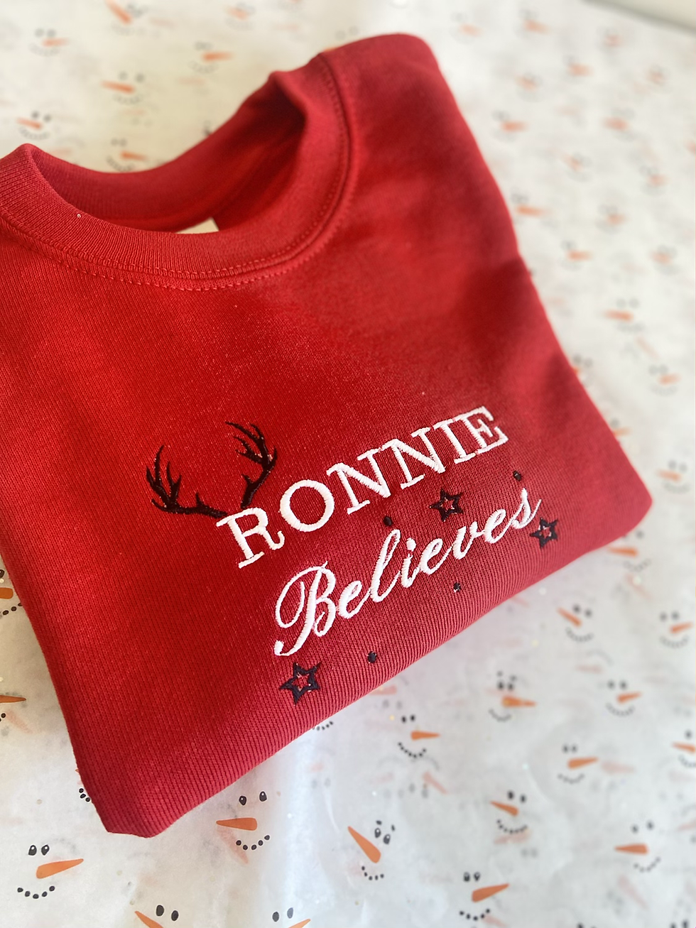 Thumbnail: Baby/Kids Christmas Red Embroidered Sweatshirt