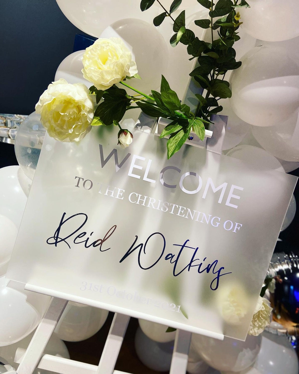Christening Sign - Frosted Acrylic Sign