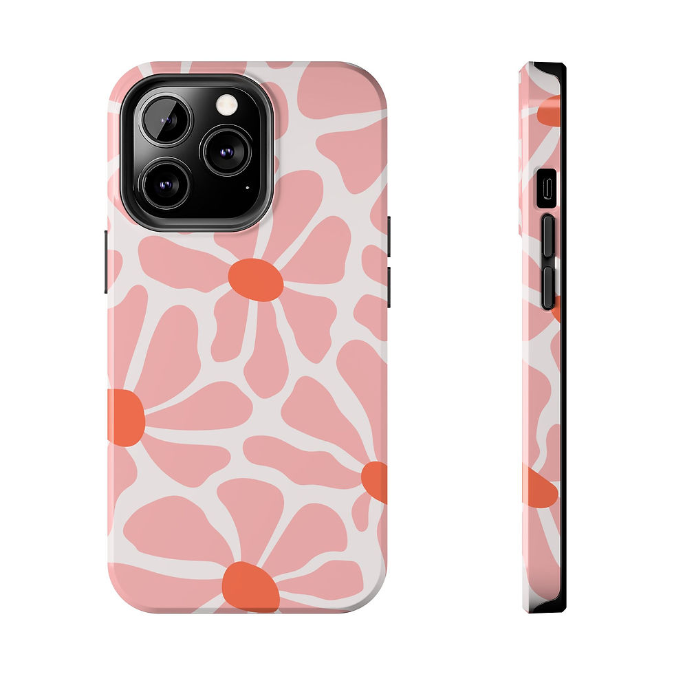 Thumbnail: Floral iPhone case with pink flowers and orange centers on white background.