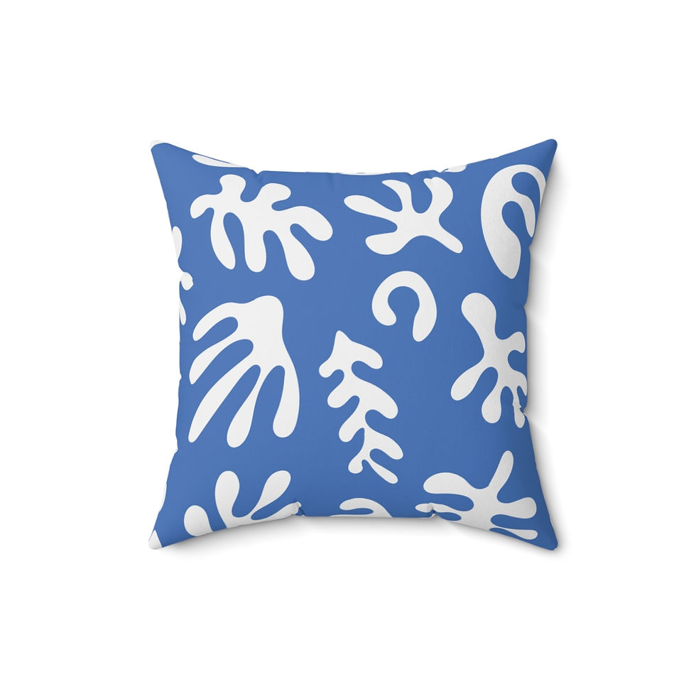 Thumbnail: Navy Abstract Botanical Shapes Throw Pillow