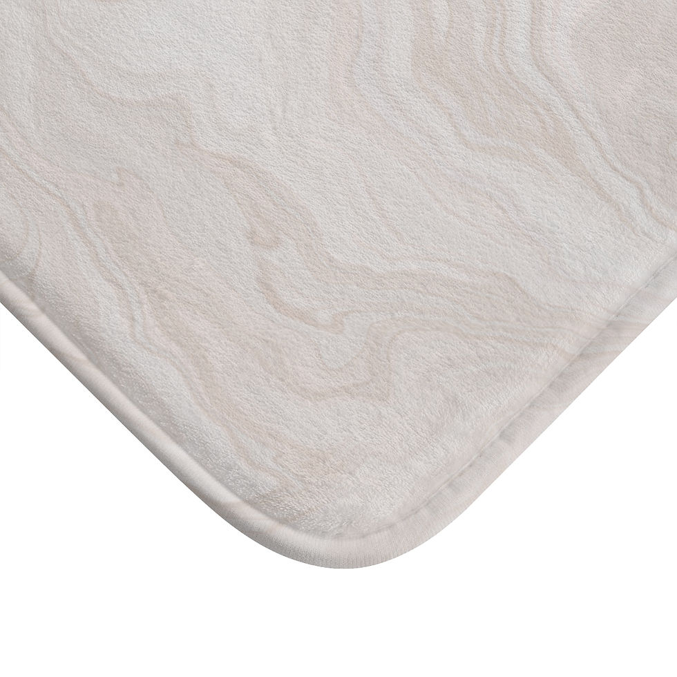 Thumbnail: Close-up of a bath mat in a light beige, wood grain pattern.