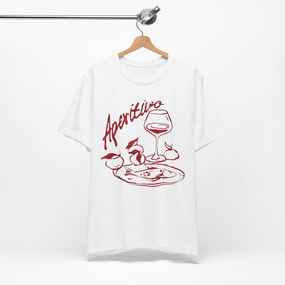 Thumbnail: Italian Aperitivo Graphic Tee – Minimalist Red Bistro Jersey Short Sleeve Tee