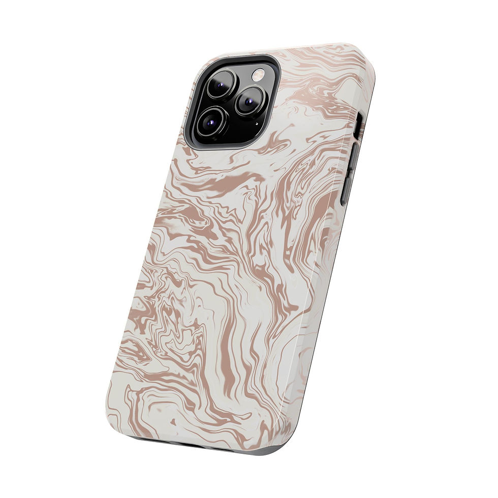 Thumbnail: White and rose gold marble phone case against a white background