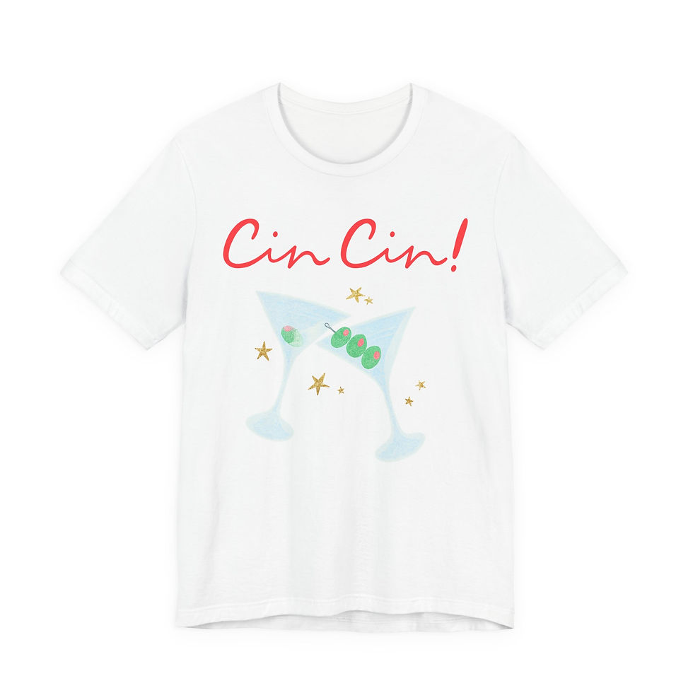 Thumbnail: Cin Cin! Unisex Jersey Short Sleeve Graphic Tee - Cocktail Party T-Shirt