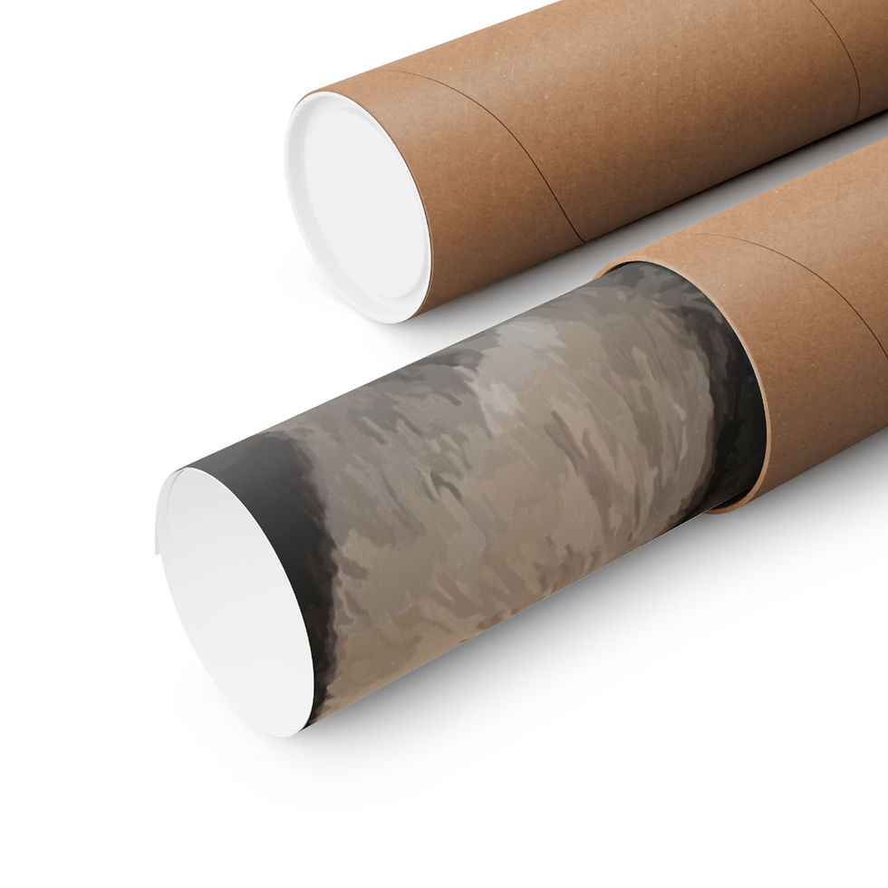 Thumbnail: Rolled poster in brown tube, abstract art details, Springtime Bunny in Basket - Matte Poster