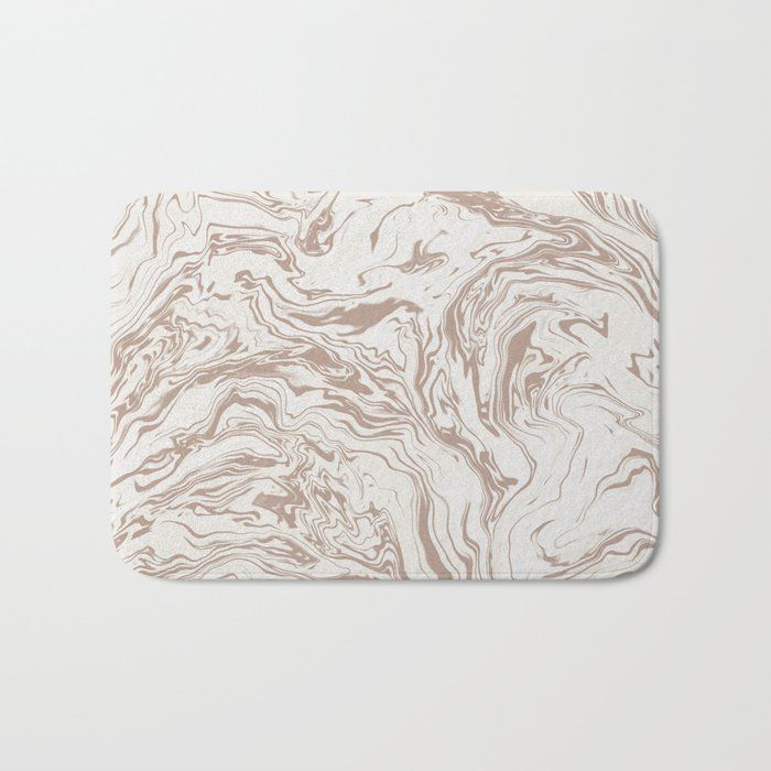 Thumbnail: Abstract marble pattern bath mat, neutral tones and swirling design background.