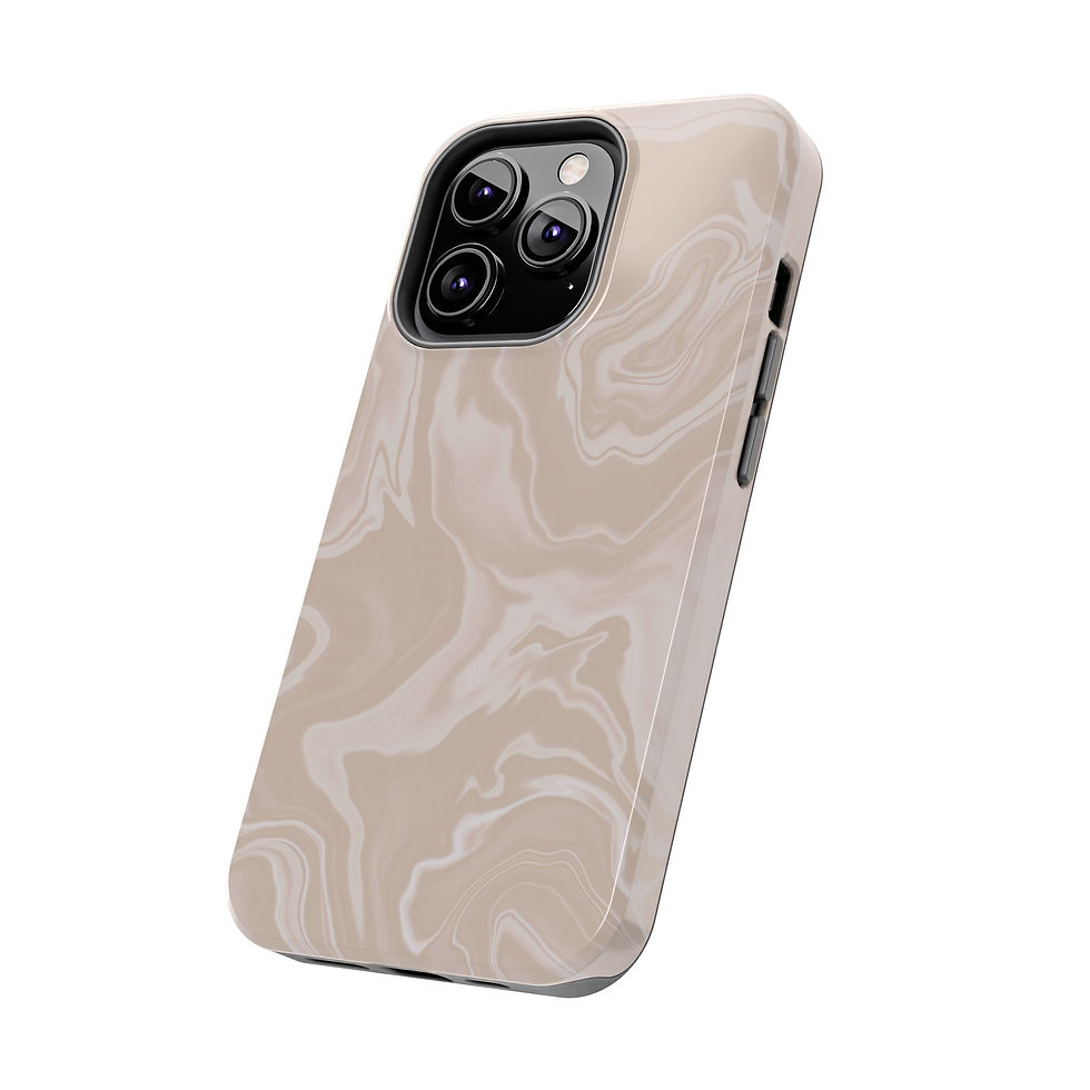 Thumbnail: Beige iPhone case with marble design, angled on a white background.