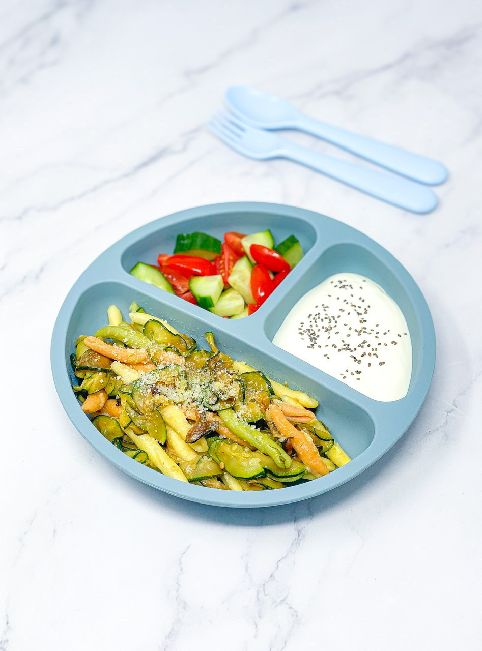 EASY COURGETTE PASTA with italian colours for kids