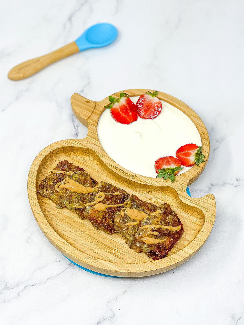 VEGAN BANANA FRENCH TOAST duck bamboo plate