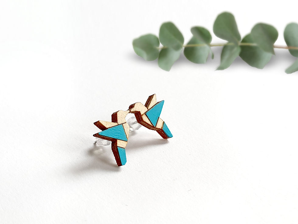 Miniatura: Earrings - Birds Origami - Turquoise