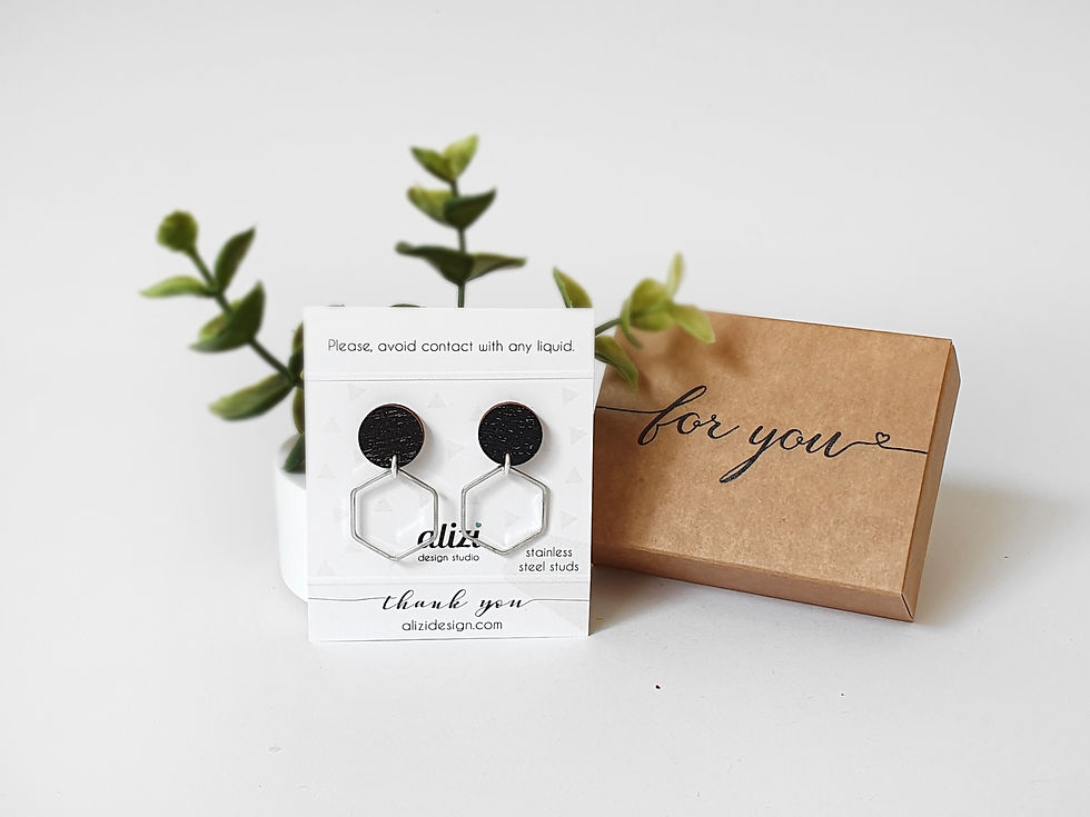 Miniatura: Studs 2 parts - Hexagon - Black