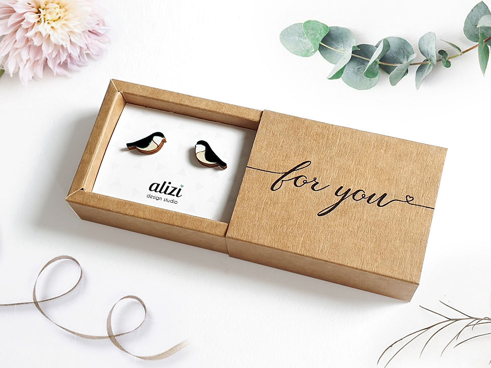 Miniaturbild: Earrings - Birds Rounded - Black