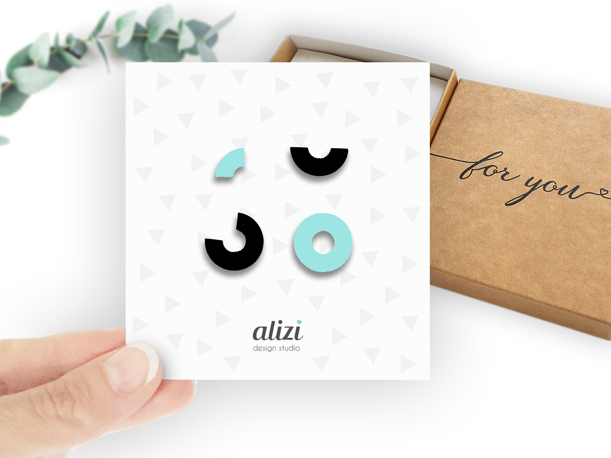 Set of 4 studs - Small Circle - Mint
