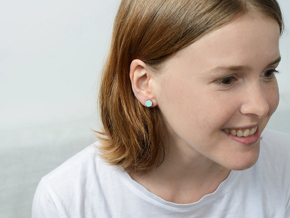 Miniatura: Earrings - Hexagons- Gold