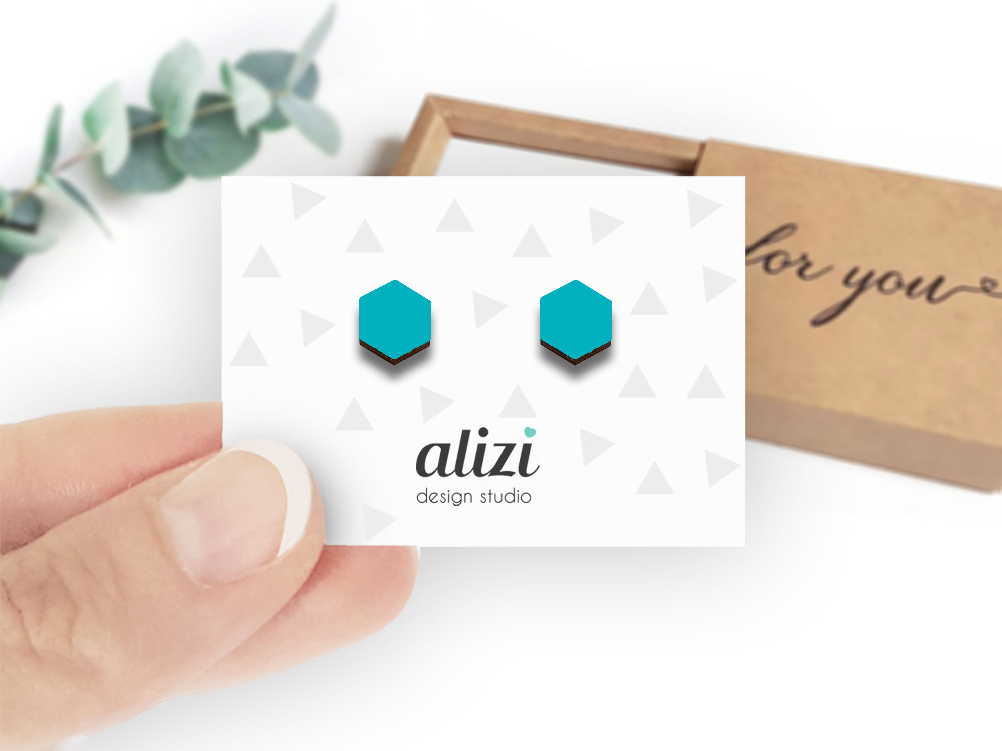 Earrings - Hexagons- Turquoise