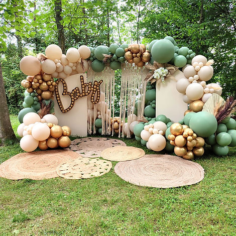 Scénographie XXL sur le thème bohème chic idéal pour une gender reveal ou baby shower dans le Morbihan et Finistère Sud ( Plouay, Lorient, Vannes, Quimperlé, Quimper...) 56 - 29 -22 - 35 Bretagne