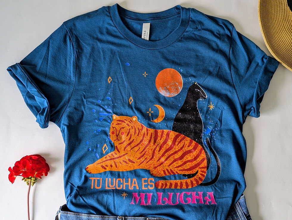 Tu lucha es mi lucha t-shirt with tigress and black panther graphic on front