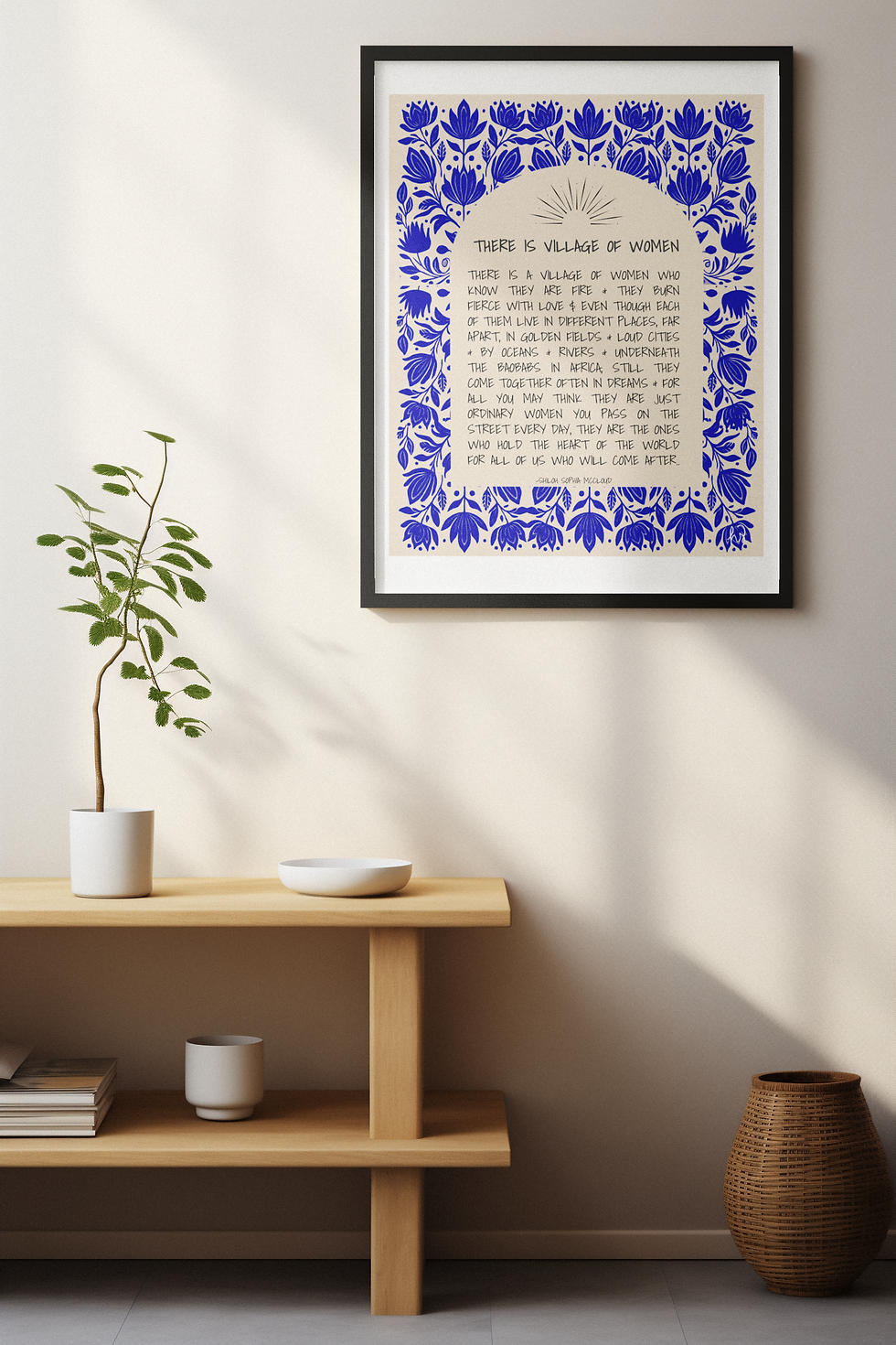 Thumbnail: “There Is a Village of Women” Poem Art Print – Feminist Digital Download Art