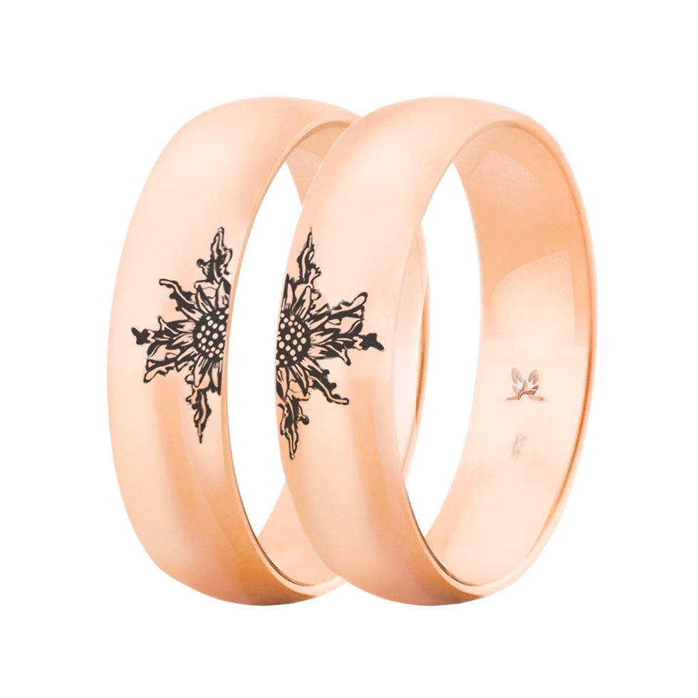 Miniatura: Pareja Alianza Oro Rosa 1 Eguzkilore 5mm Brillo