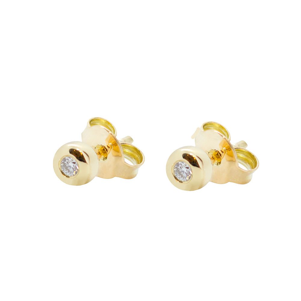 Pendientes Chatón Oro Amarillo con Diamante