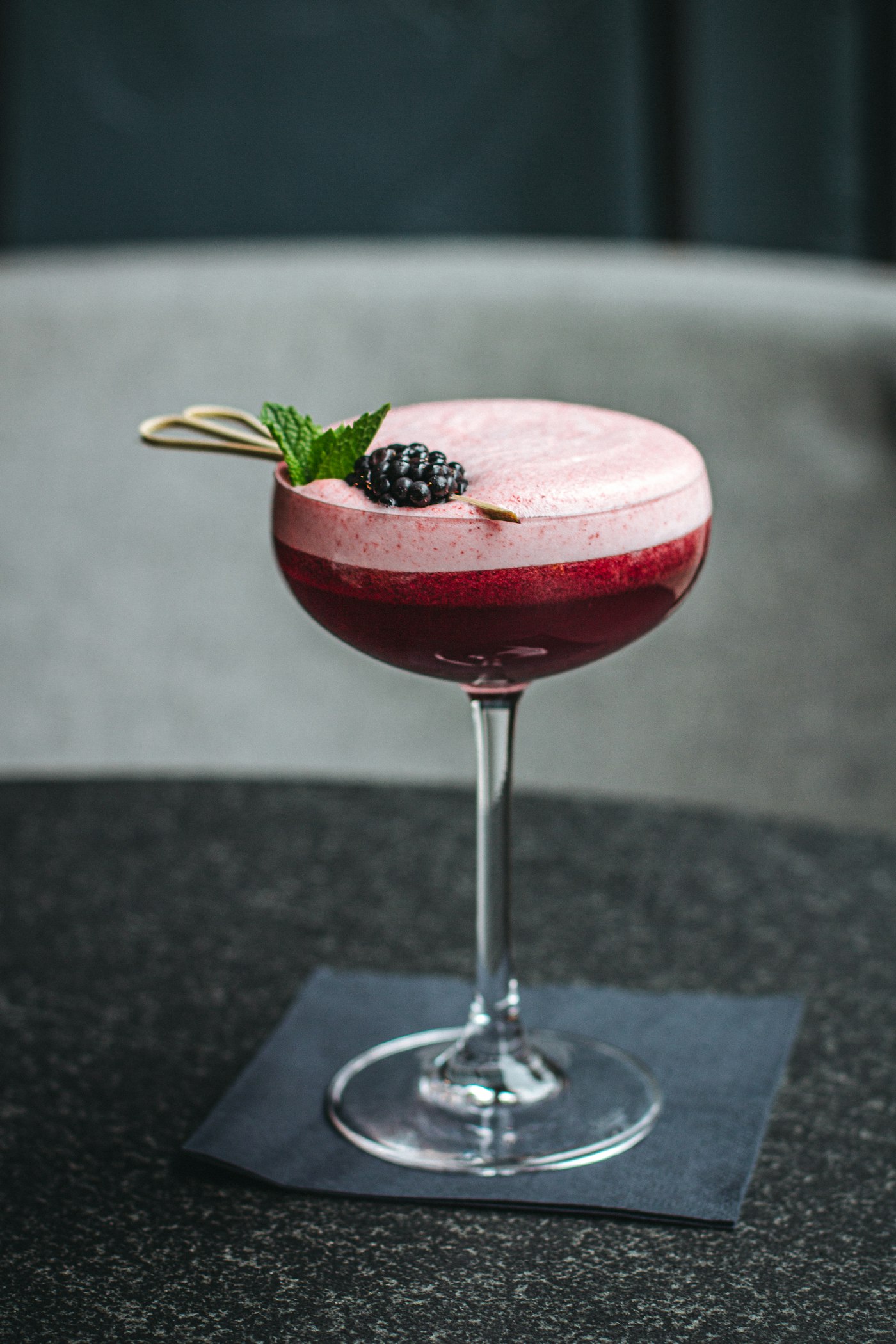 Red cocktail in a glass