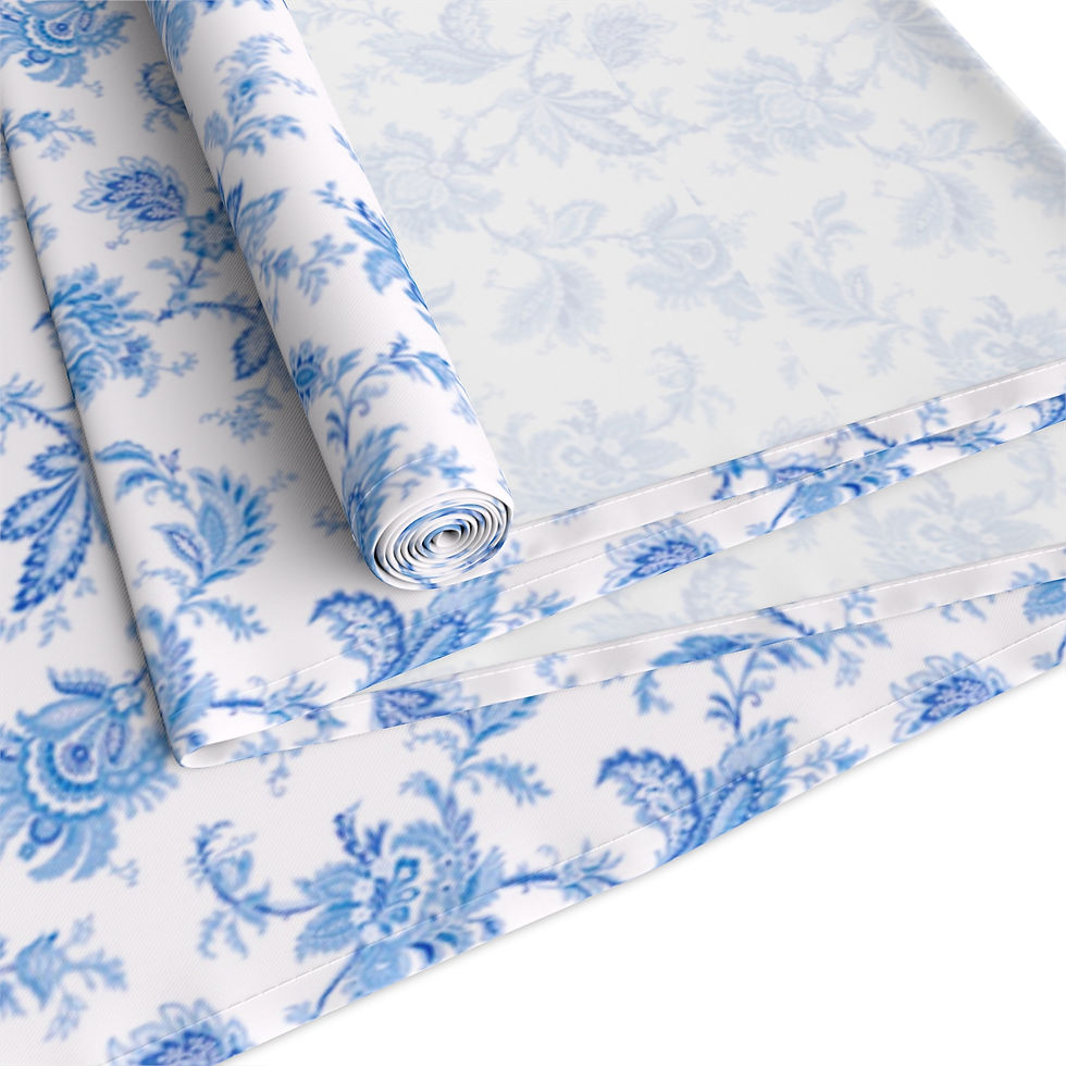 Thumbnail: Floral Cotton Table Runner - Elegant Blue Design for Dining Decor