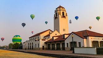 Hot air balloon above the historic train depot in downtown Boise, Idaho.jpg