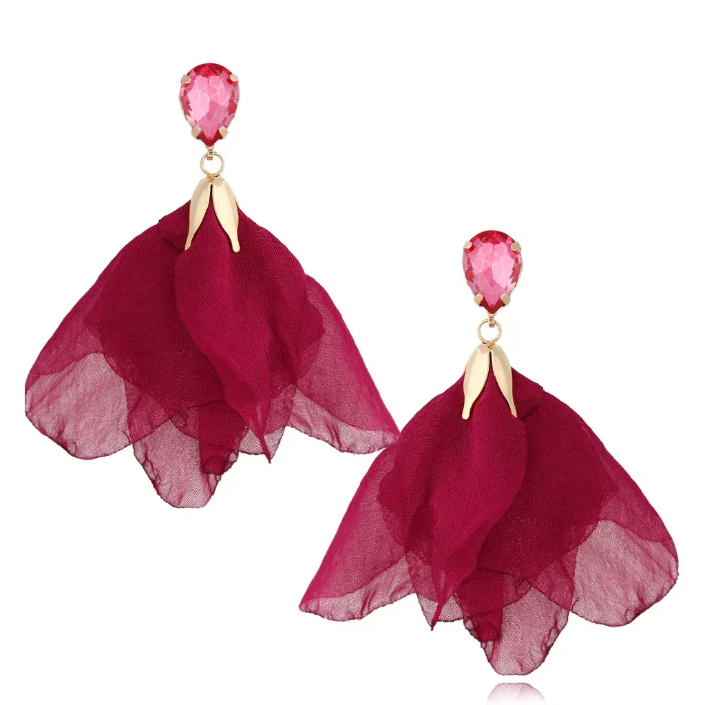 YVANNE Burgundy Chiffon Earrings