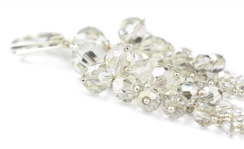 Miniatura: JASMINE Victorian Silver Shade Swarovski Crystal Earrings